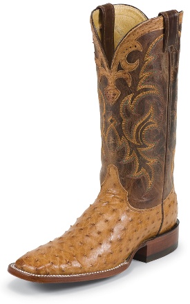 justin cowboy boots COGNAC VINTAGE FULL QUILL OSTRICH