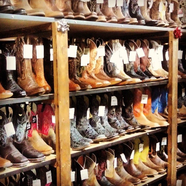 endless wall of cowboy boots