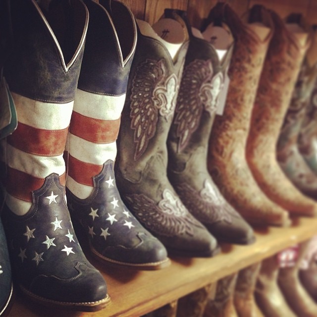 USA America Red White and Blue cowboy boots